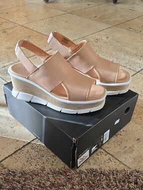 Sorel Joanie III  Nude Beige Platform Slingback Wedges